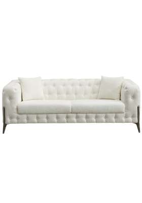 Sofá 3 plazas Chester Cindy elegante y cómodo en textil linen blanco.