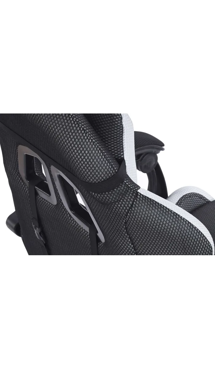 Sillón giratorio elevable gamer Master tapizado en simil piel negro/blanco.