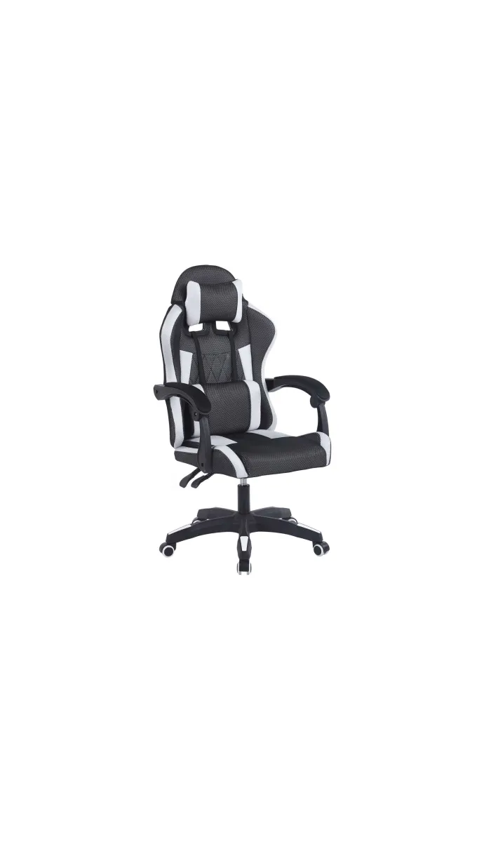 Sillón giratorio elevable gamer Master tapizado en simil piel negro/blanco.