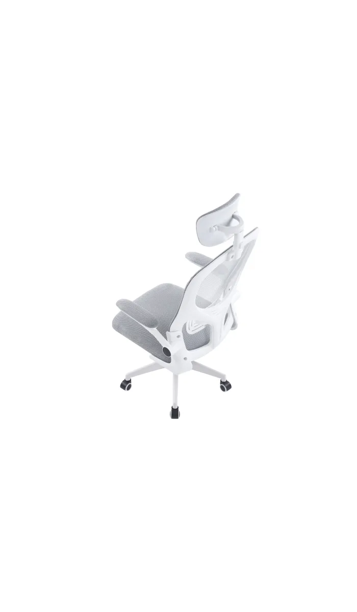 Sillón giratorio elevable gamer Aero tapizado red transpirable en gris/blanco..