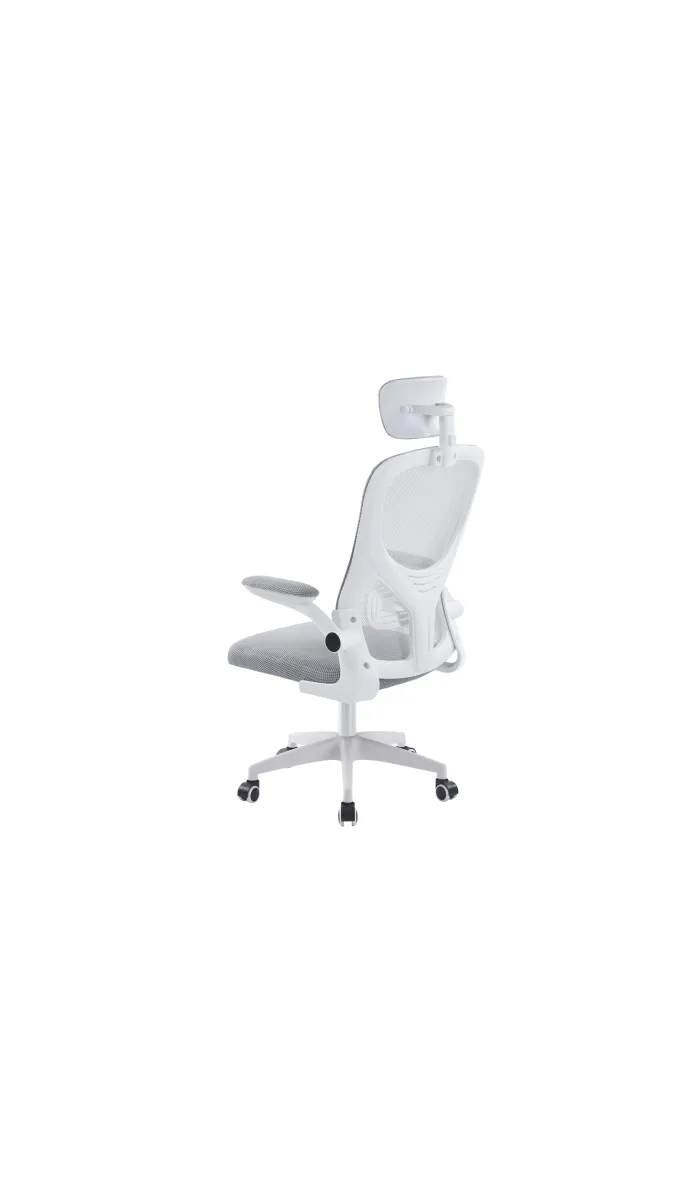Sillón giratorio elevable gamer Aero tapizado red transpirable en gris/blanco..