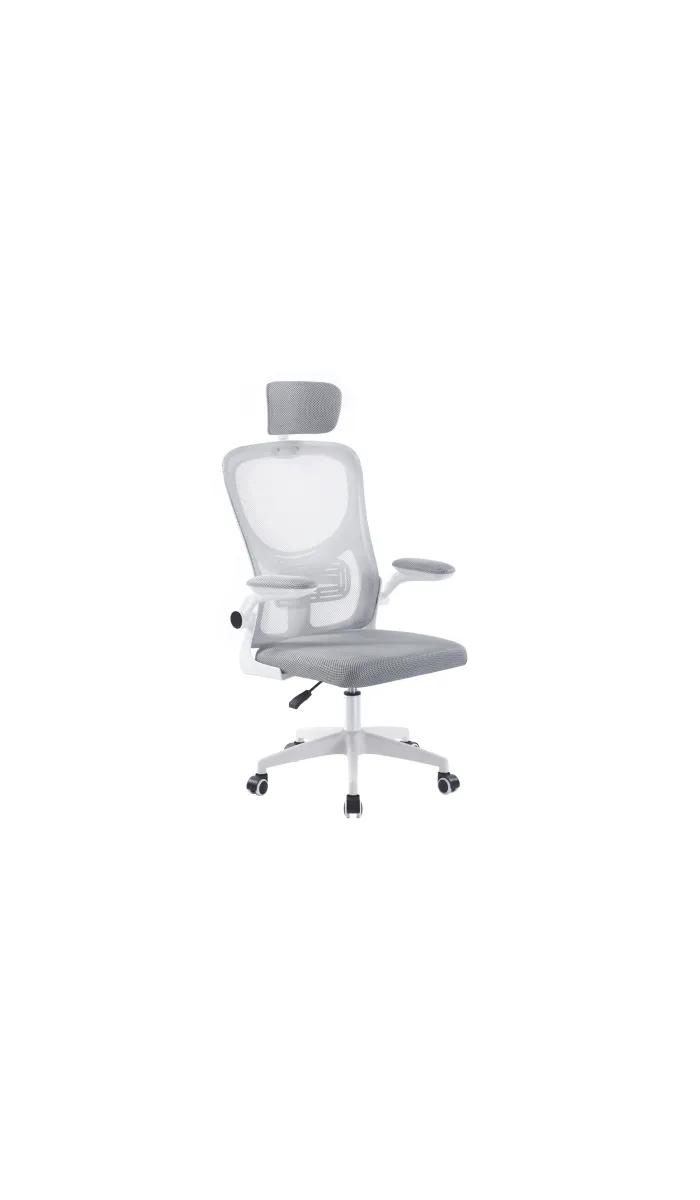 Sillón giratorio elevable gamer Aero tapizado red transpirable en gris/blanco..