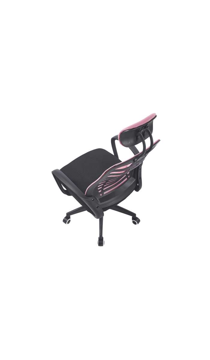 Sillón gamer Kneck Red transpirable negro/rosa, ergonómico.