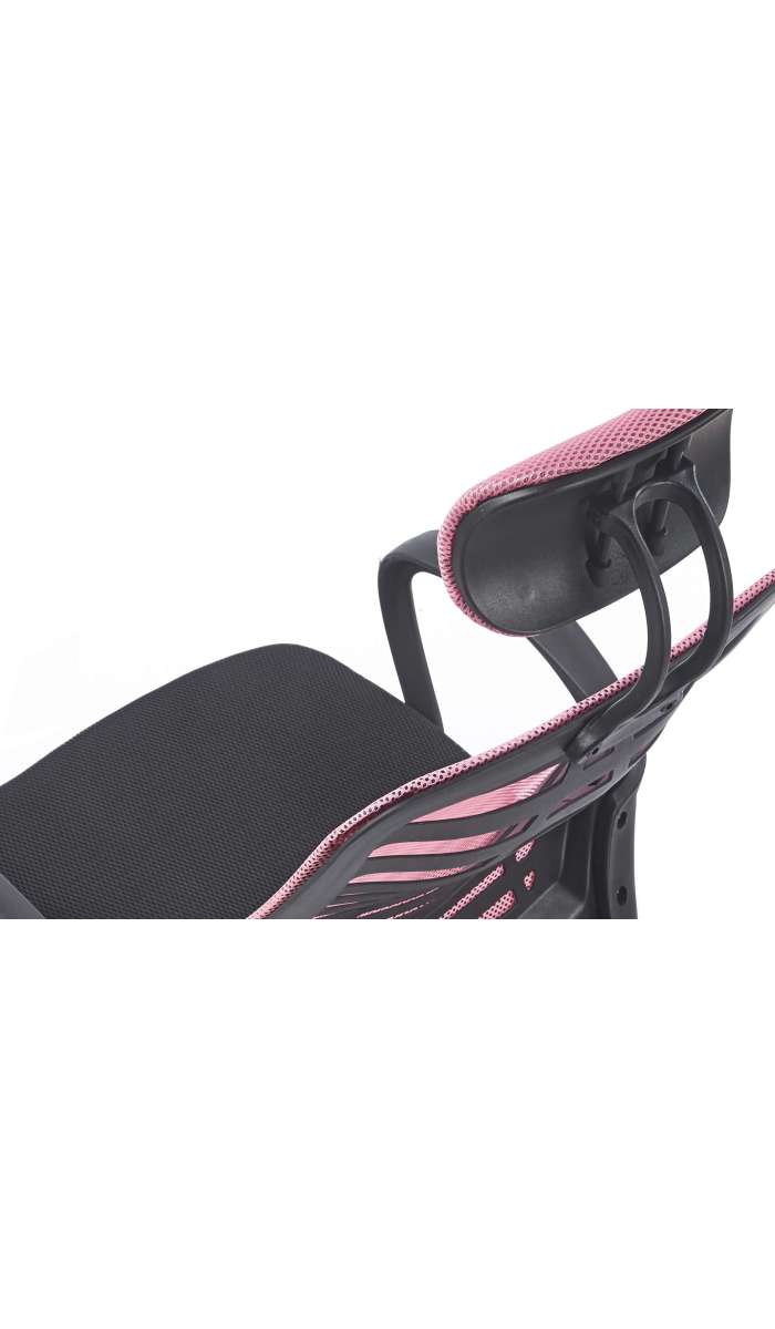 Sillón gamer Kneck Red transpirable negro/rosa, ergonómico.