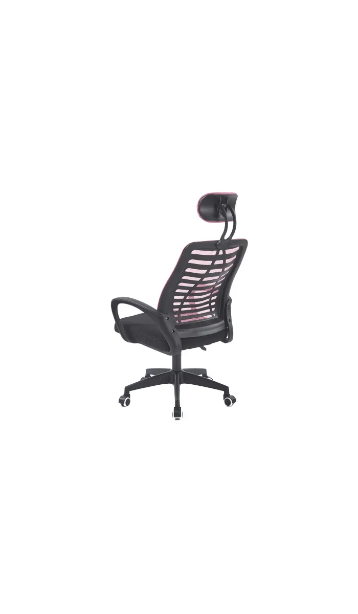 Sillón giratorio elevable gamer Kneck tapizado red transpirable en negro/rosa..