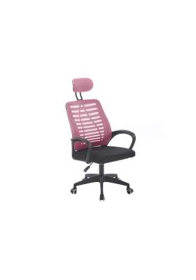 Sillón giratorio elevable gamer Kneck tapizado red transpirable en negro/rosa..