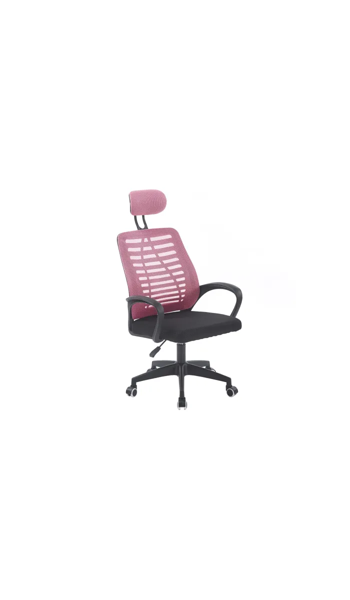 Sillón giratorio elevable gamer Kneck tapizado red transpirable en negro/rosa..