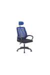 Sillón giratorio elevable gamer Kneck Red transpirable en negro/azul, 106/116cm(alto) 58.5cm(ancho) 56cm(fondo).