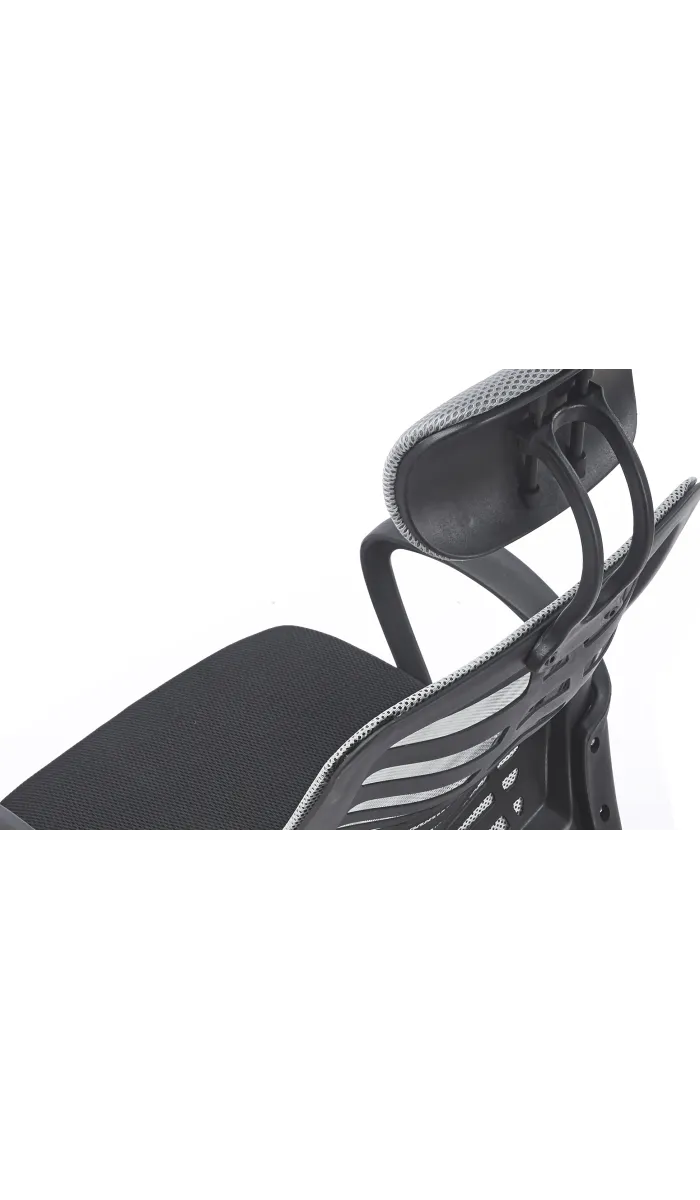 Sillón giratorio elevable gamer Kneck tapizado red transpirable en negro/gris.
