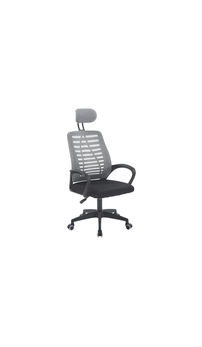 Sillón giratorio elevable gamer Kneck tapizado red transpirable en negro/gris.
