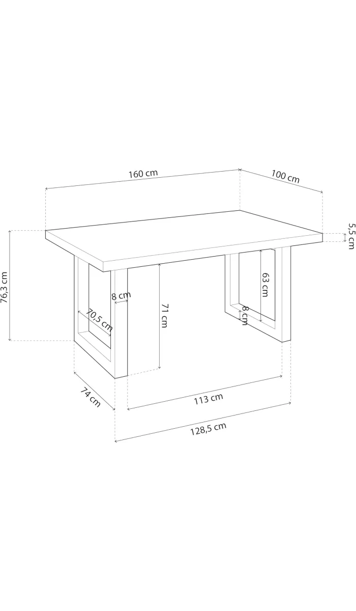 Mesa de comedor fija Loft, estilo nórdico y elegante