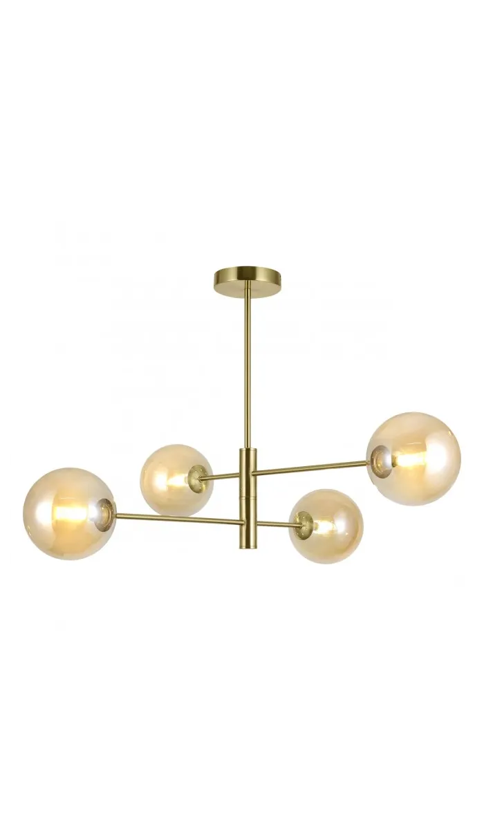 Lámpara 4 luces Galaxia , elegante y diseño moderno, acabado latón.
