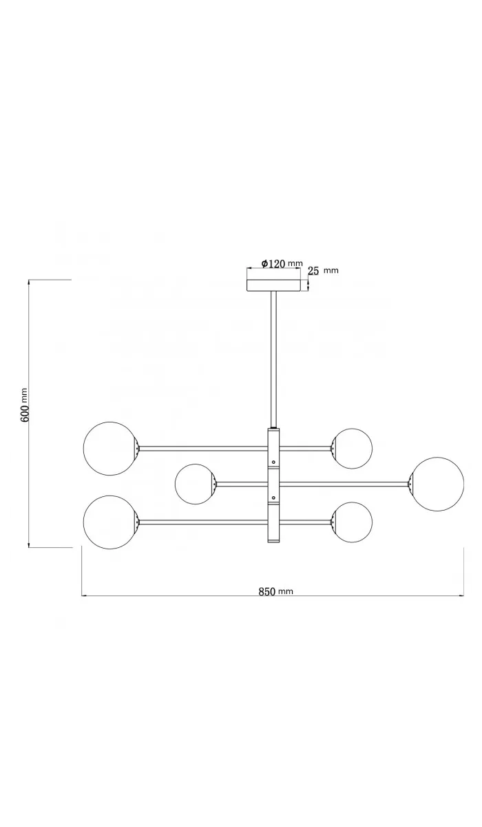 Lámpara 6 luces Cosmica acabado latón y cristal