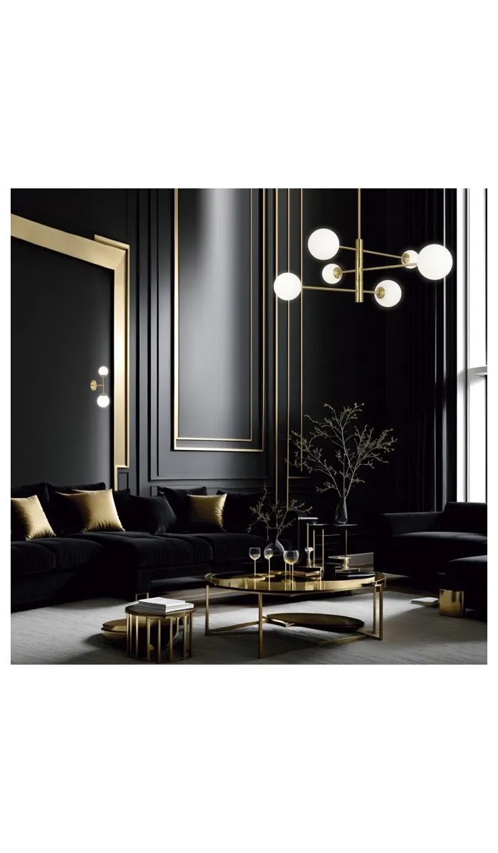 Lámpara 6 luces Cosmica acabado latón y cristal