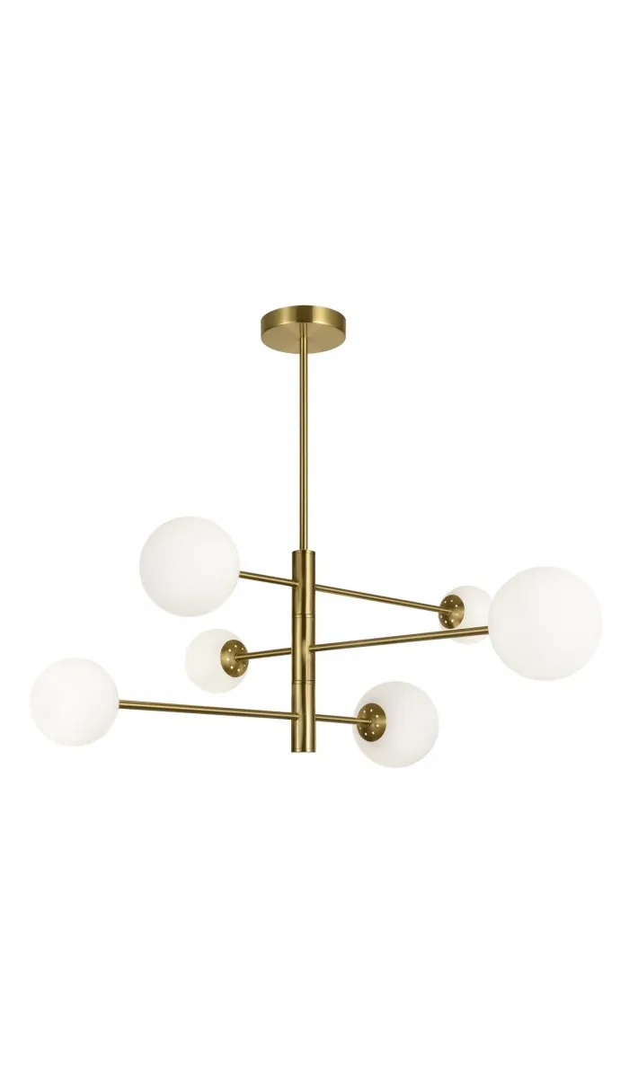 Lámpara 6 luces Cosmica acabado latón y cristal