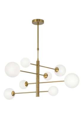 Lâmpada 6 Luzes Modelo Cósmico em Latão, 60x85 cm