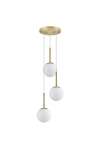 Colgante 3 luces modelo Portile acabado laton/blanco, 35cm(alto) 35cm(ancho) 36cm(fondo)