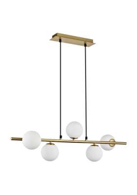 Lâmpada Rio 5 Luzes em Latão e Cristal Branco