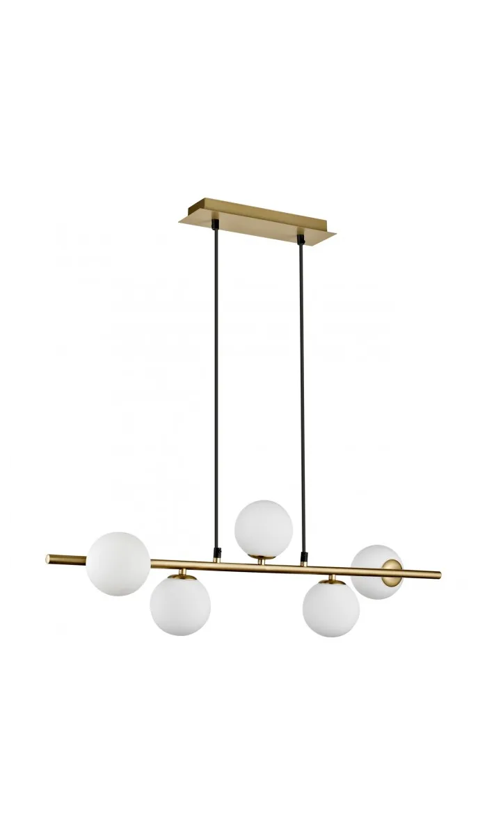 Lámpara 5 luces River , elegante y diseño moderno, acabado latón.