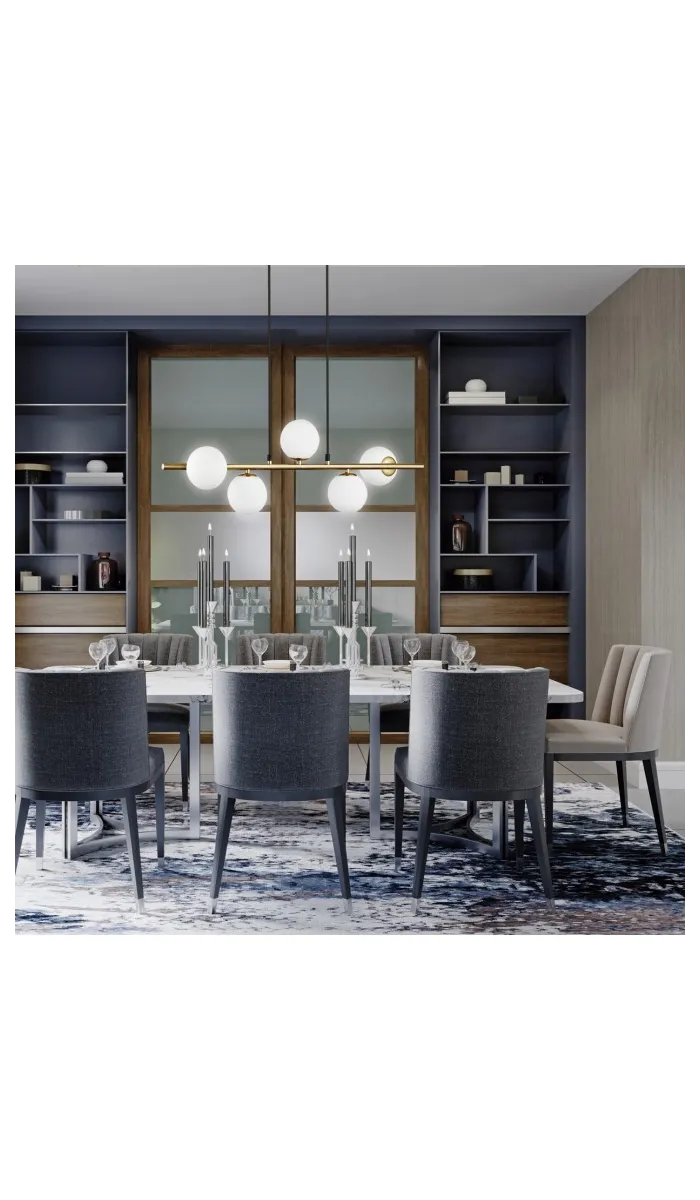 Lámpara 5 luces River , elegante y diseño moderno, acabado latón.