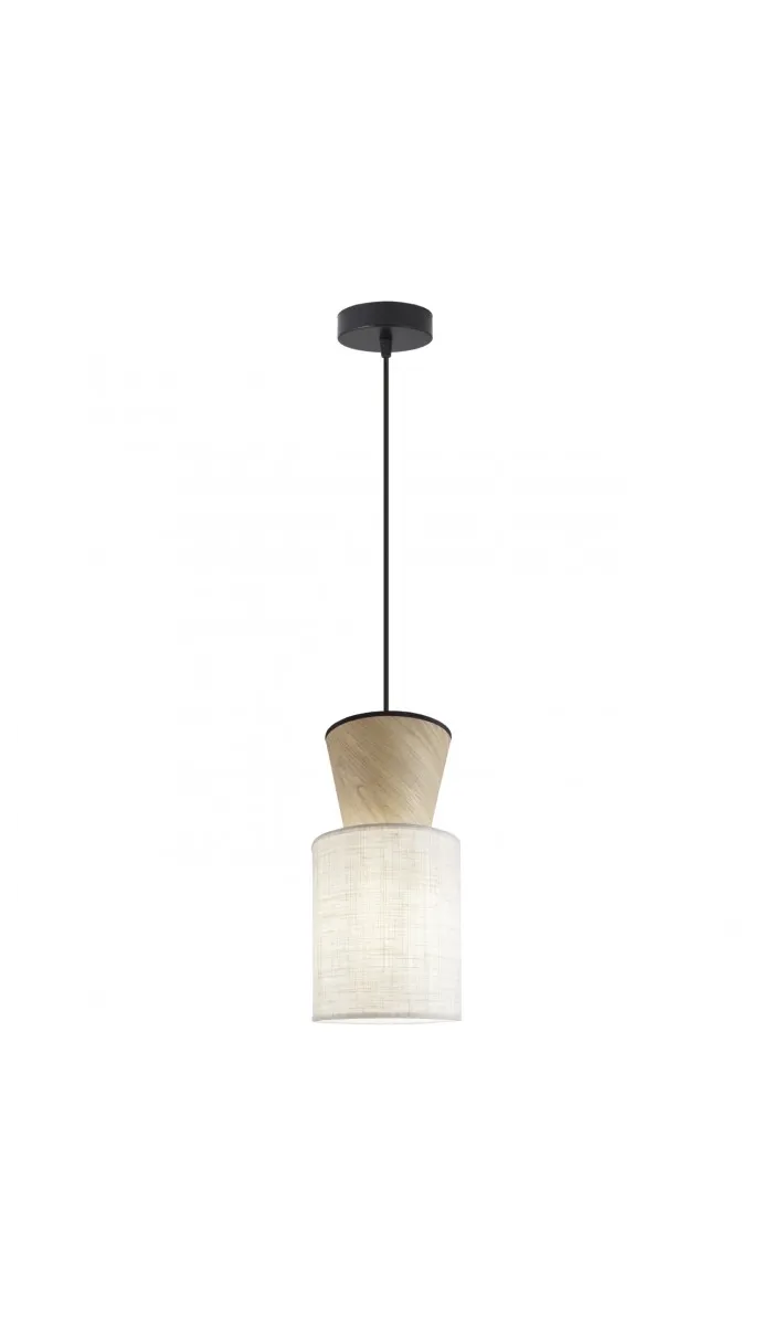 Colgante 1 luz Aosta beige/madera, moderno y elegante