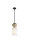 Colgante 1 luz modelo Aosta acabado beige/madera, 18cm(alto) 15cm(ancho) 15cm(fondo)