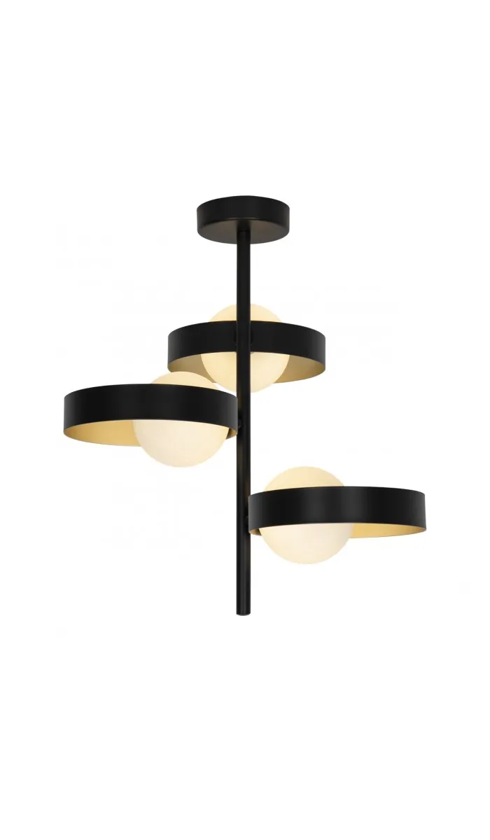 Colgante 3 luces Arianna, negro y oro, 43cm