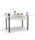 Mesa para cocina abatible con 2 cajones y acabado blanco/gris.