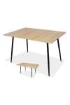 Mesa comedor extensible acabado roble natural/negro, 77cm(alto) 120/160cm(ancho) 80cm(largo)