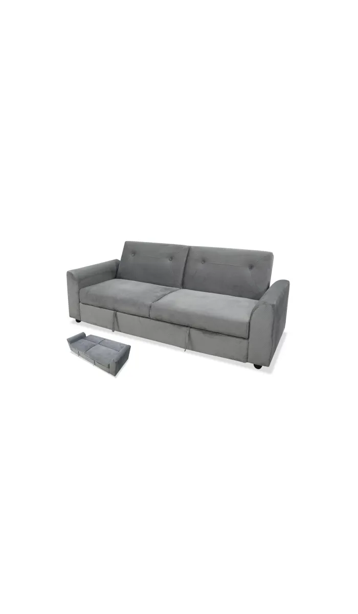 Sofá cama Cibeles tapizado en gris, cómodo y moderno