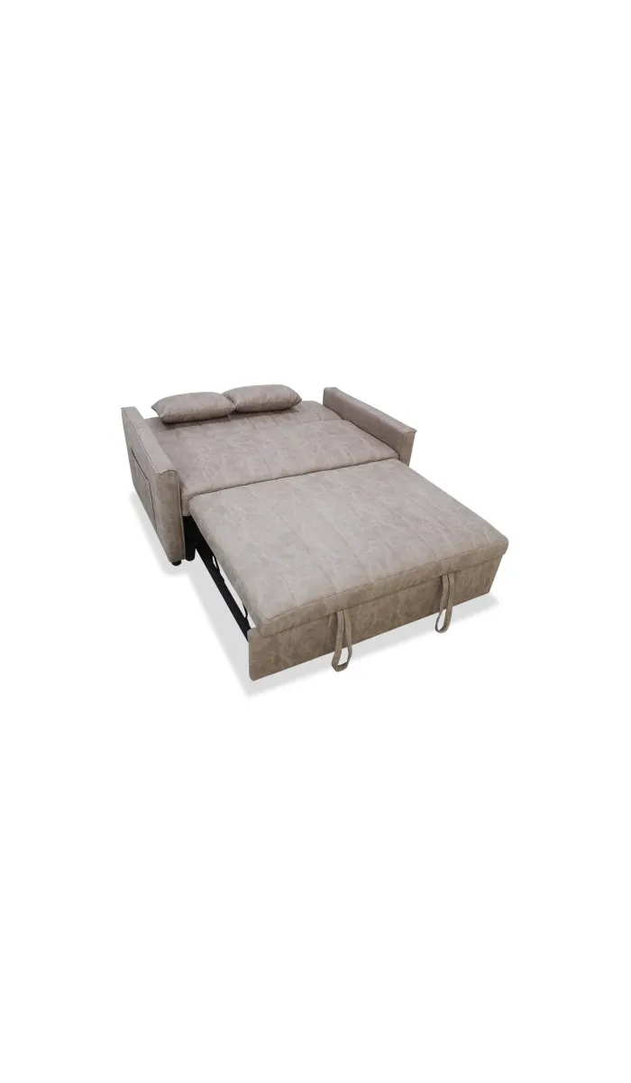 Sofá cama Twingo tapizado en textil cemento, cómodo y moderno