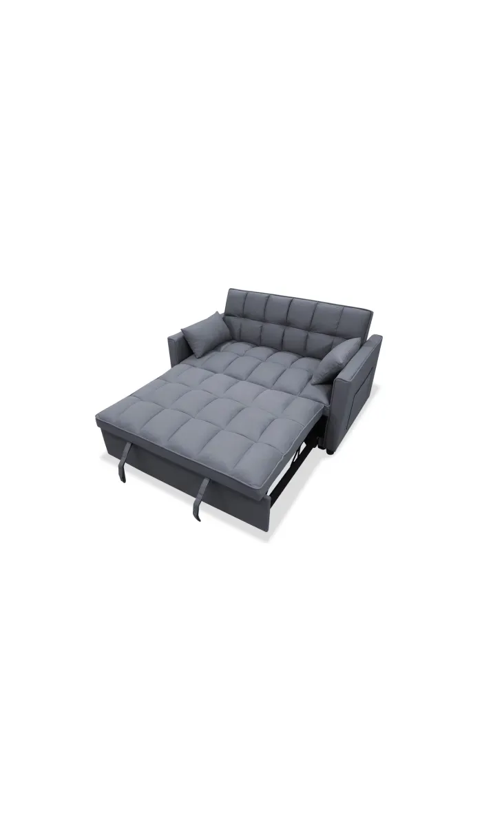Sofá cama Keny tapizado en gris, cómodo y moderno