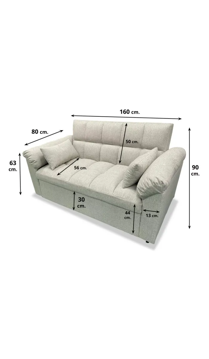 Adec Sofa bed click clac model Fox grey fabric.
