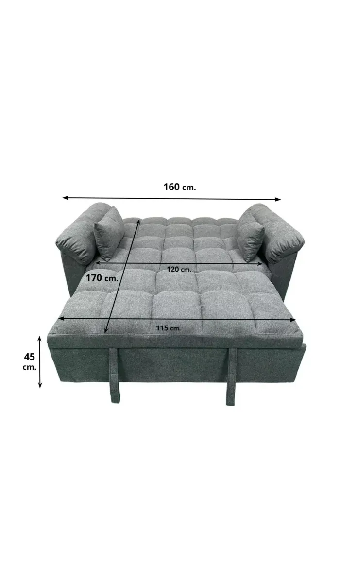 Sofá-cama Oliver estofado em bege, confortável e moderno