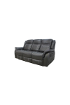 Sofá tres plazas relax con palanca modelo Urus tapizado piel sintética gris oscuro, 203cm(Ancho) 93cm(Fondo) 101cm(Alto)