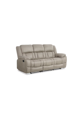Sofá tres plazas relax Cooper con palanca y tapizado  textil beige.