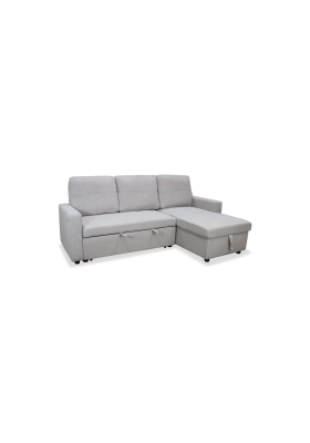 Sofá Chaiselongue cama Reynolds tapizado gris claro, elegante y funcional