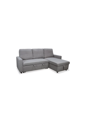 Sofá Chaiselongue cama Reynolds tapizado gris oscuro, elegante y funcional