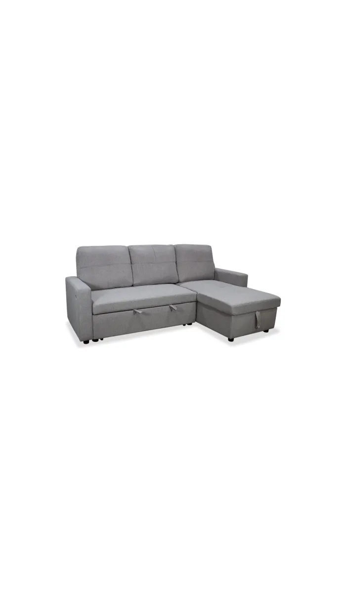 Sofá Chaiselongue cama Reynolds tapizado gris oscuro, elegante y funcional