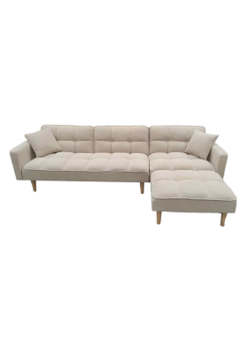 Sofá Chaiselongue cama Brando tapizado camel, elegante y funcional