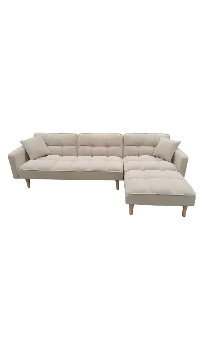 Sofá Chaiselongue cama Brando tapizado camel, elegante y funcional