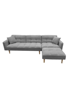 Sofá Chaiselongue cama Brando tapizado gris oscuro, elegante y funcional