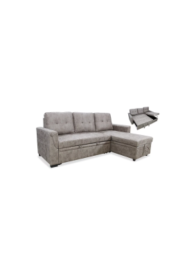 Sofá Chaiselongue cama Cristian tapizado gris cemento, elegante y funcional