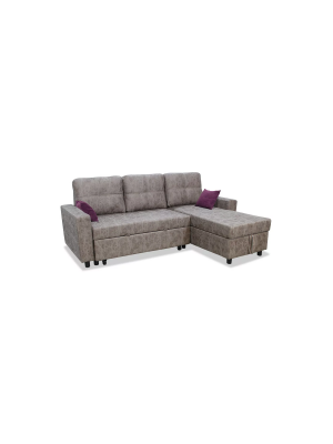 Sofá Chaiselongue cama Fan gris, 222x155x95 cm