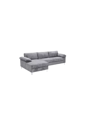 Sofá Chaiselongue Cyril tapizado en gris moderno