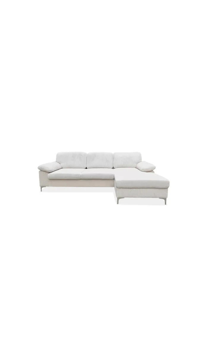 Canapé réversible chaise longue modèle Vida tapissé en gris.