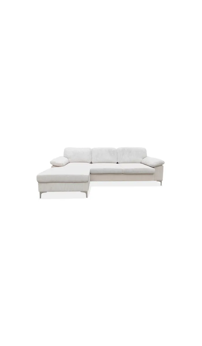 Sofá Chaiselongue Cyril tapizado en blanco hueso moderno