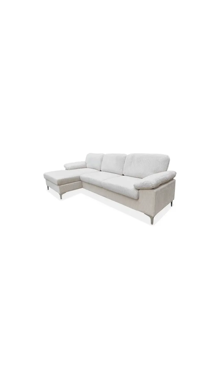 Sofá Chaiselongue Cyril tapizado en blanco hueso moderno