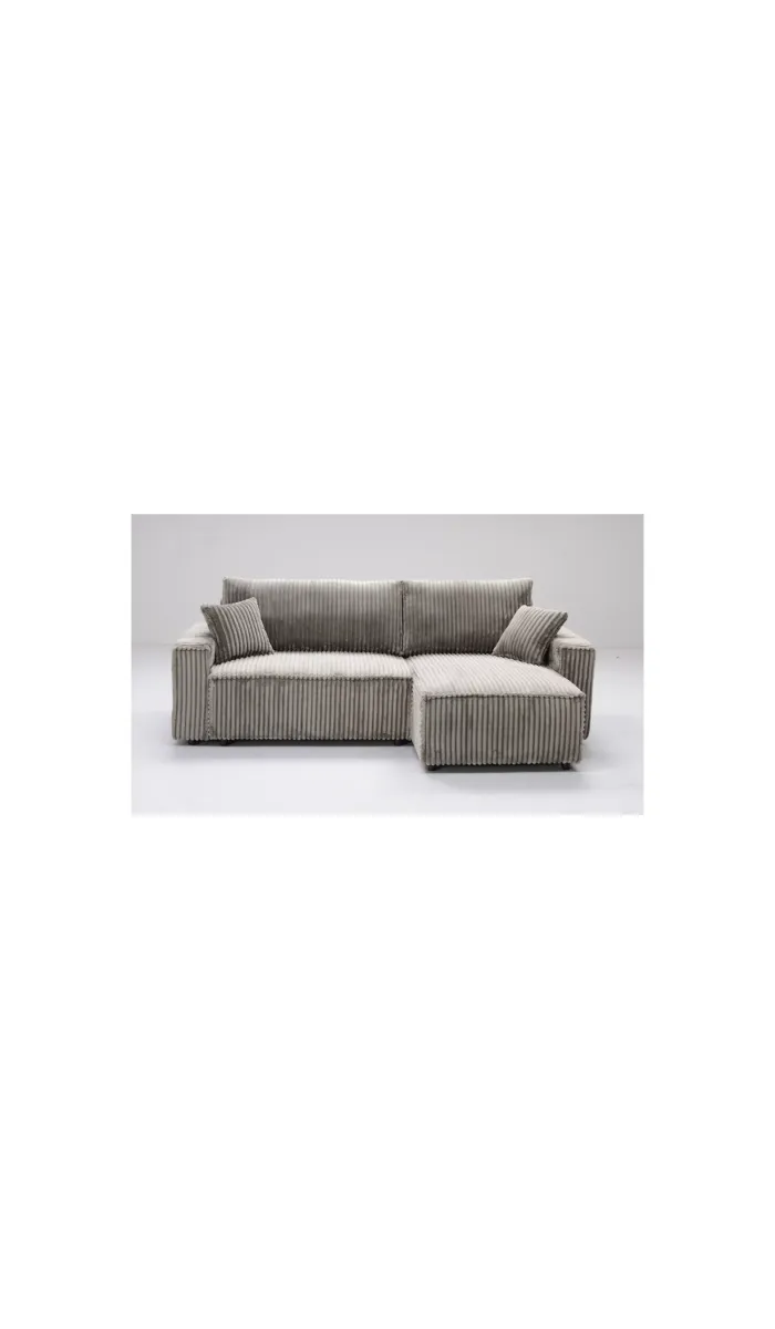 Sofá Chaiselongue cama Fausto tapizado gris, elegante y funcional