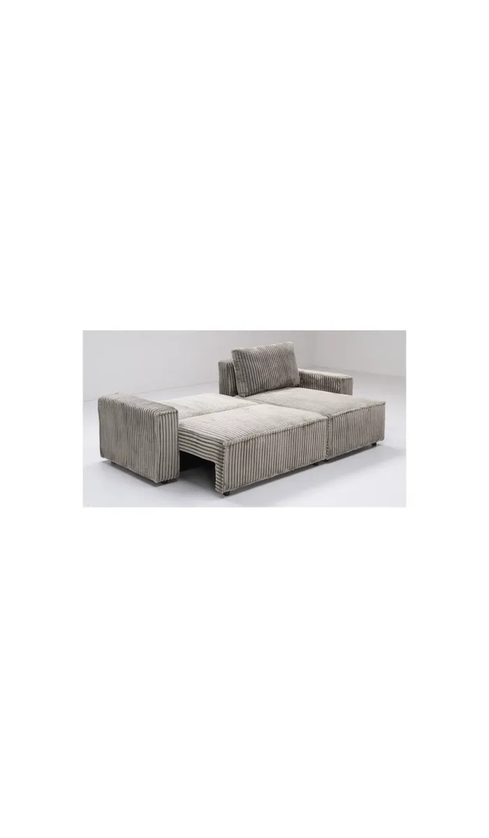 Sofá Chaiselongue cama Fausto tapizado gris, elegante y funcional